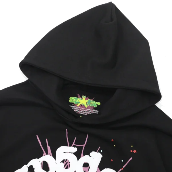 Black Sp5der Worldwide Hoodie hood