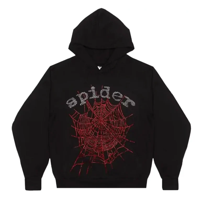 sp5der rhinestone hoodie black