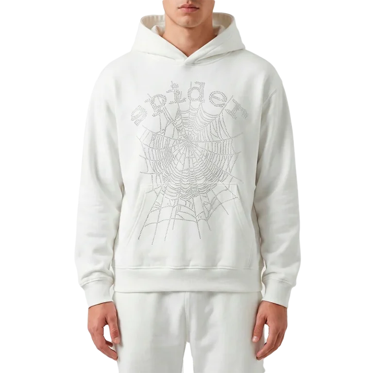 Sp5der OG Rhinestone Logo Hoodie White, photo 4