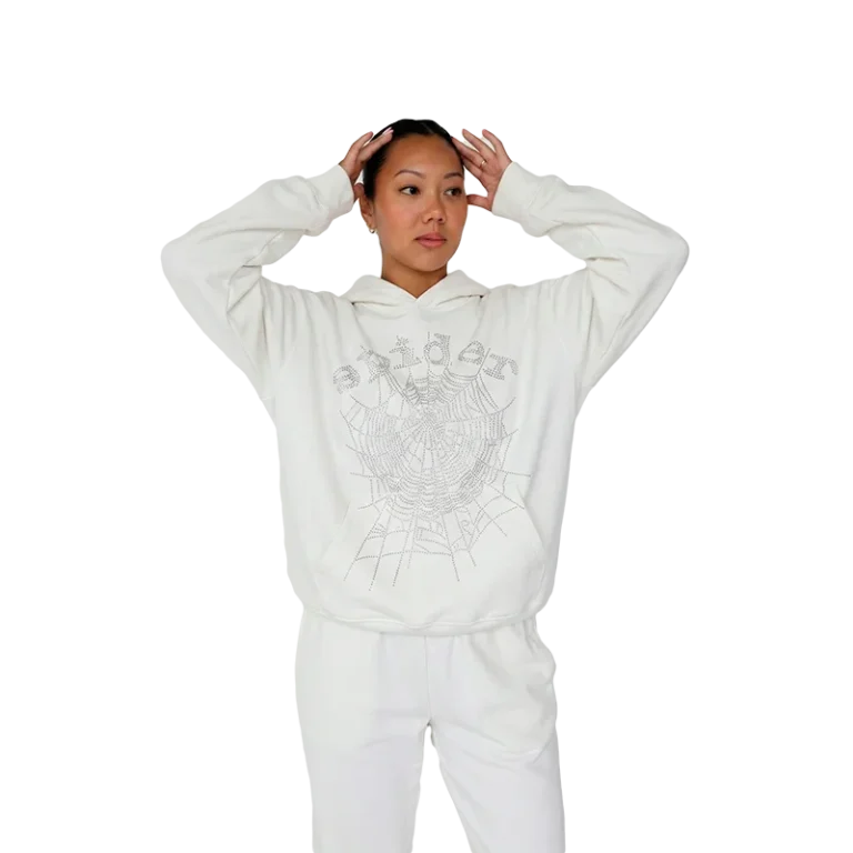 Sp5der OG Rhinestone Logo Hoodie White, photo 3