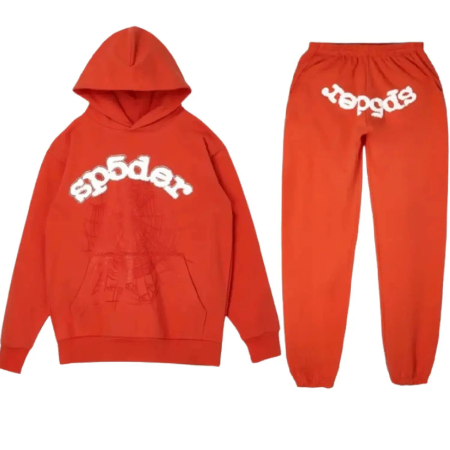 Orange Logo Spider Worldwide Sweatsuit 1