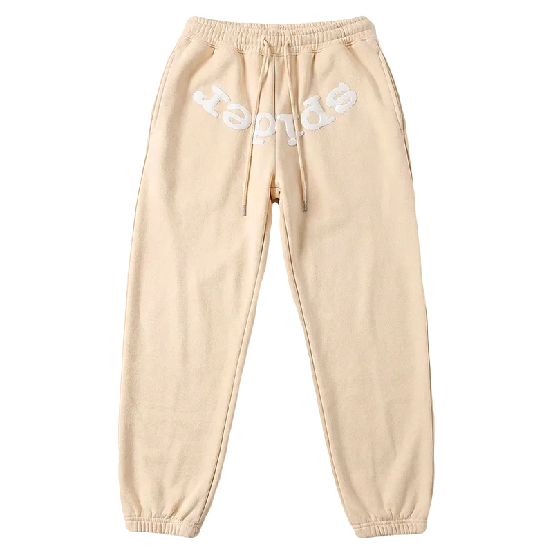Sp5der og web sweatpants main view in beige