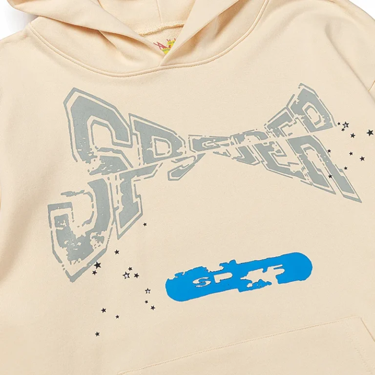 Sp5der Motocross Hoodie Beige close front